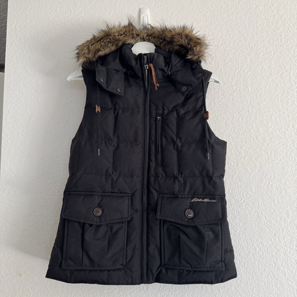 Eddie Bauer Women's Yukon Classic Fitted Down Vest Sz S Black Cabin Core MP $179 - Picture 14 of 15